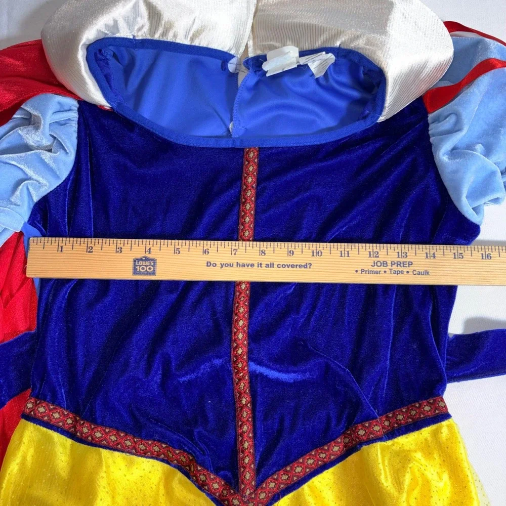 Disney Snow White Costume Dress Kids age 12 / 14 Blue Yellow  Attached Cape